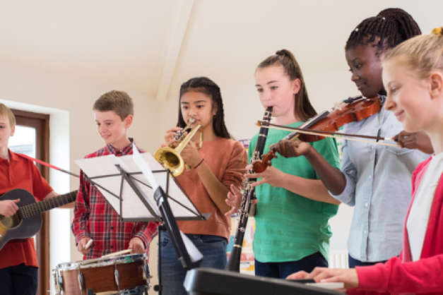 Frame-2 Band students playing instruments